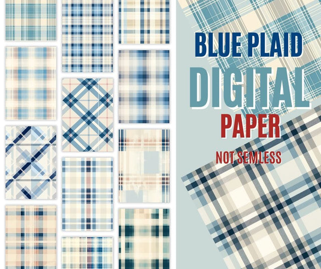 Lake Life Blue Plaid Digital Paper Pack | Digital Plaid Paper | Plaid Background | Instant Download Sublimation PrintingLife 