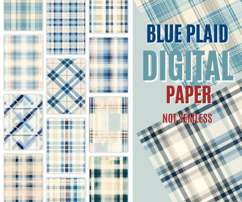 Lake Life Blue Plaid Digital Paper Pack | Digital Plaid Paper | Plaid Background | Instant Download Sublimation PrintingLife 