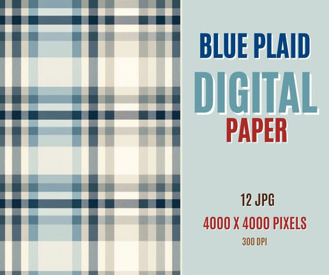 Lake Life Blue Plaid Digital Paper Pack | Digital Plaid Paper | Plaid Background | Instant Download Sublimation PrintingLife 