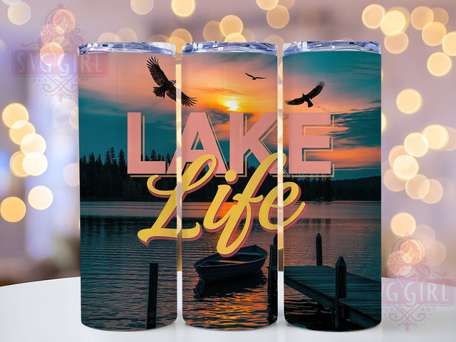 Lake Life Boating Vacation Tumbler Wrap, Summer Lake Design, Lake House Gift, Boating Life Art, Lake Vacation Wrap, Lake Living Decor, Waterfront Lifestyle Art Sublimation SvggirlplusArt 