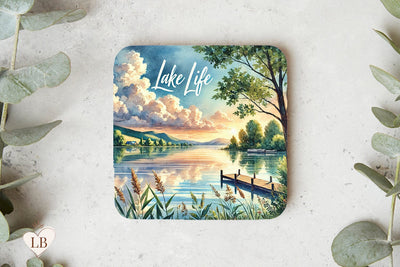 Lake Life Coaster, Nature Square Coaster Design Sublimation BijouBay 
