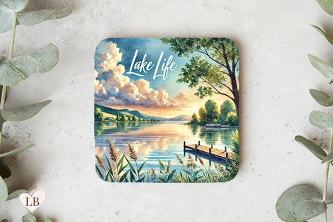 Lake Life Coaster, Nature Square Coaster Design Sublimation BijouBay 