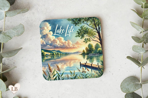 Lake Life Coaster, Nature Square Coaster Design Sublimation BijouBay 