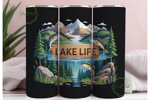Lake Life Fishing Scene 20oz Tumbler Sublimation PixelChick 