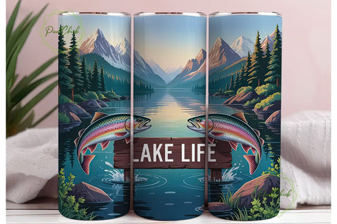Lake Life Fishing Scene 20oz Tumbler Sublimation PixelChick 