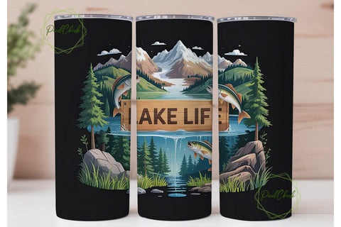 Lake Life Fishing Scene 20oz Tumbler Sublimation PixelChick 