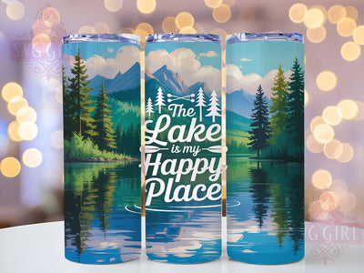 Lake Life Happy Place 20oz Tumbler, Lake Life, Happy Place, Tumbler Wrap, Sublimation Design, 20oz Tumbler, Nature Vibes, PNG Wrap Sublimation SvggirlplusArt 