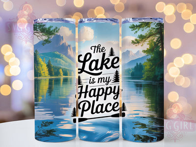 Lake Life Happy Place 20oz Tumbler, Lake Life, Happy Place, Tumbler Wrap, Sublimation Design, 20oz Tumbler, Nature Vibes, PNG Wrap Sublimation SvggirlplusArt 