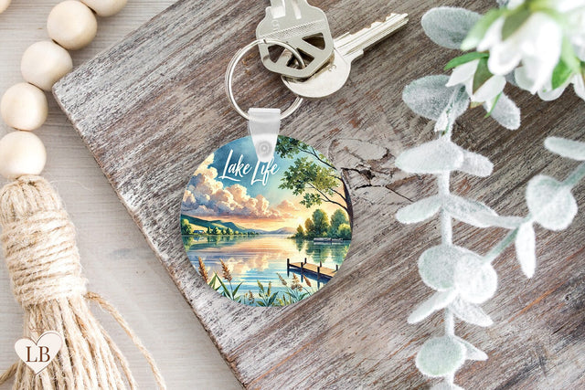 Lake Life Keychain Sublimation, Lakeside Key Ring PNG Sublimation BijouBay 