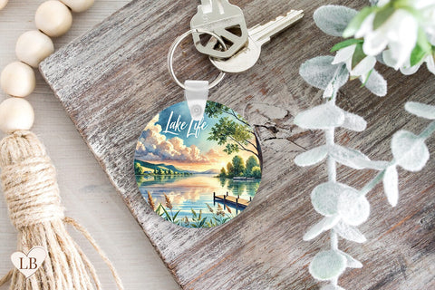 Lake Life Keychain Sublimation, Lakeside Key Ring PNG Sublimation BijouBay 