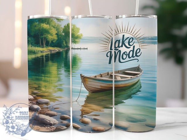Lake Life Mode 20oz Tumbler, Lake Mode, Outdoor Tumbler, Summer Wrap, Nature PNG Design, Sublimation Design, 20oz Tumbler Wrap, Adventure Cup Design Sublimation ToriDesigns 
