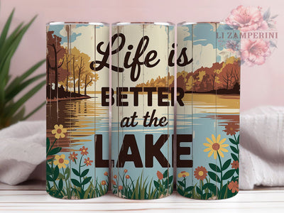 Lake Life Rustic 20oz Tumbler Wrap, Better at the Lake, Outdoor Adventure, Rustic Country Living, Waterfront Design, 20oz Tumbler Wrap, Sublimation PNG Sublimation Li Zamperini 