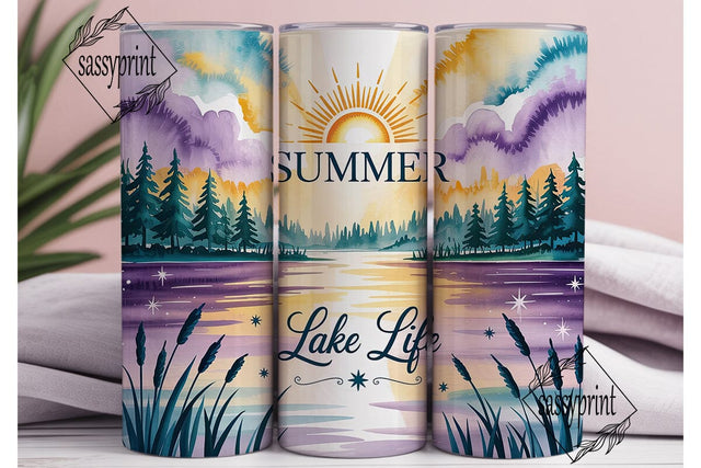 Lake Life Summer 20oz Tumbler Wrap Sublimation sassyprint 