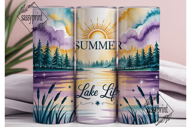 Lake Life Summer 20oz Tumbler Wrap Sublimation sassyprint 