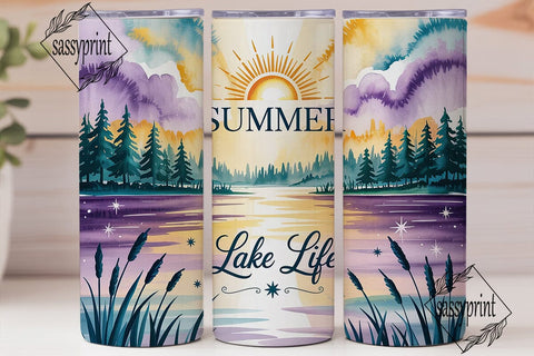 Lake Life Summer 20oz Tumbler Wrap Sublimation sassyprint 