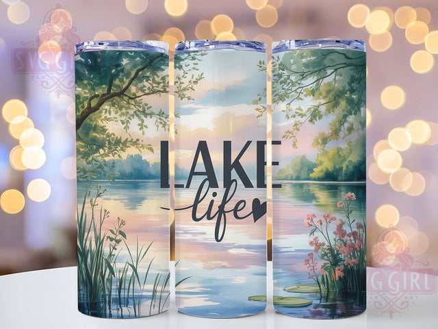Lake Life Summer Vibes 20oz Tumbler, Lake Life, Tumbler Wrap, Sublimation Design, 20oz Tumbler, Summer Vibes, Outdoor Lifestyle, PNG Wrap Sublimation SvggirlplusArt 
