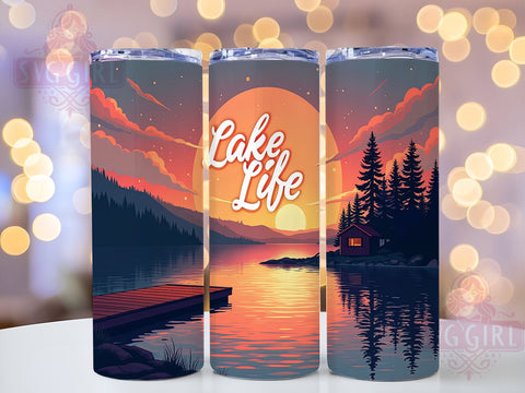 Lake Life Tumbler, Boating Tumbler Wrap, 20oz Tumbler Design, Sublimation PNG, Boat Lover Gift, Summer Water Activities, Nautical Decor, Outdoor Adventure Tumbler Sublimation SvggirlplusArt 