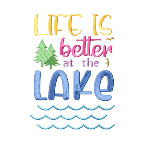 Lake Quotes Embroidery Designs Bundle - 6 Designs, Lake Embroidery Patterns, Lake Sayings Embroidery Files, Lake Vibes Embroidery Files Embroidery/Applique DESIGNS HappyDesignStudio 