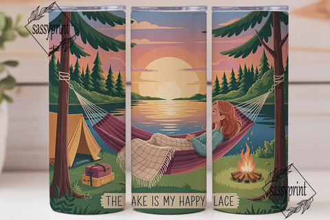 Lake Sunset Camping Scene 20oz Tumbler Sublimation sassyprint 