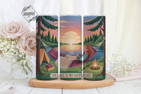 Lake Sunset Camping Scene 20oz Tumbler Sublimation sassyprint 