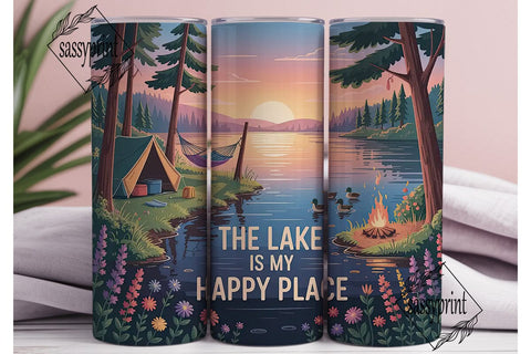 Lake Sunset Camping Scene 20oz Tumbler Sublimation sassyprint 