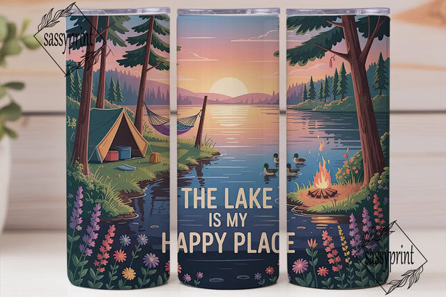 Lake Sunset Camping Scene 20oz Tumbler Sublimation sassyprint 