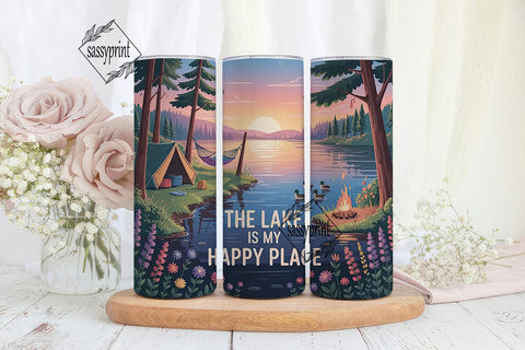 Lake Sunset Camping Scene 20oz Tumbler Sublimation sassyprint 