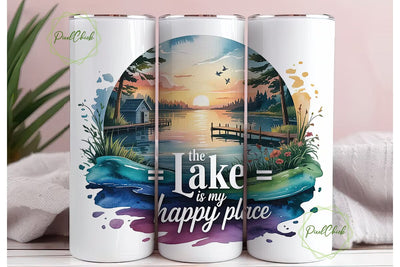 Lake Sunset Happy Place 20oz Tumbler Sublimation PixelChick 
