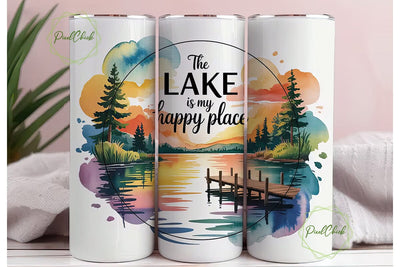 Lake Sunset Happy Place 20oz Tumbler Sublimation PixelChick 