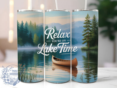 Lake Time Relax 20oz Tumbler, Lake Life Tumbler, Outdoor Wrap, Nature PNG Design, Sublimation Design, 20oz Tumbler Wrap, Adventure Cup Design Sublimation ToriDesigns 