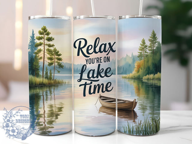 Lake Time Relax 20oz Tumbler, Lake Life Tumbler, Outdoor Wrap, Nature PNG Design, Sublimation Design, 20oz Tumbler Wrap, Adventure Cup Design Sublimation ToriDesigns 