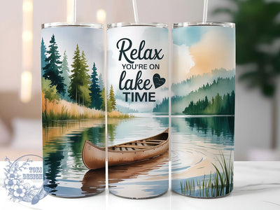 Lake Time Relax 20oz Tumbler, Lake Life Tumbler, Outdoor Wrap, Nature PNG Design, Sublimation Design, 20oz Tumbler Wrap, Adventure Cup Design Sublimation ToriDesigns 