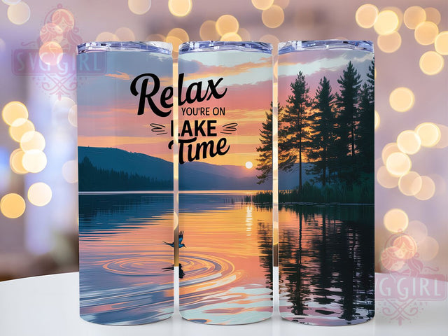 Lake Time Relax 20oz Tumbler, Lake Time, Relax, Tumbler Wrap, Sublimation Design, 20oz Tumbler, Summer Vibes, PNG Wrap Sublimation SvggirlplusArt 