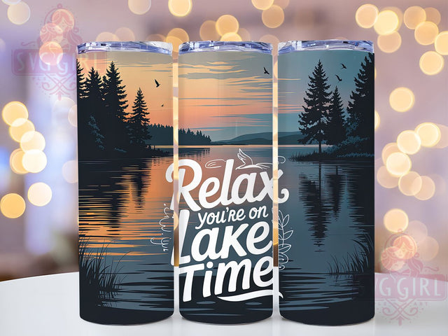 Lake Time Relax 20oz Tumbler, Lake Time, Relax, Tumbler Wrap, Sublimation Design, 20oz Tumbler, Summer Vibes, PNG Wrap Sublimation SvggirlplusArt 