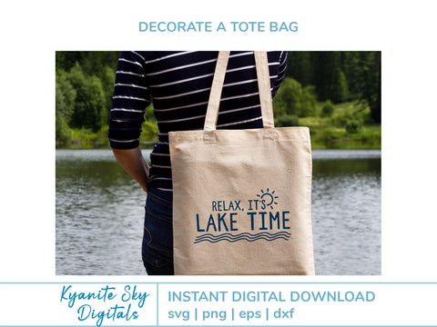 Lake Time SVG Relax It's Lake Time saying with waves and sun SVG Kyanite Sky Digitals 