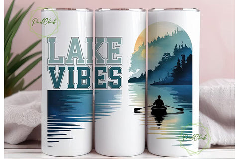 Lake Vibes 20oz Tumbler Wrap Sublimation PixelChick 