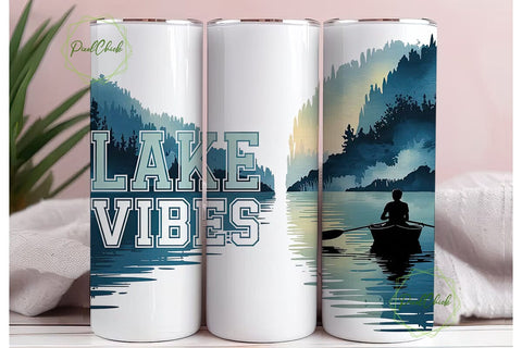 Lake Vibes 20oz Tumbler Wrap Sublimation PixelChick 