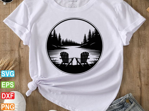 Lake View with Adirondack Chairs SVG SVG artprintfile 
