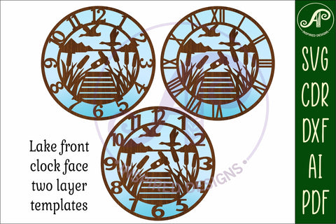 Lake wall clock laser cut files, SVG SVG APInspireddesigns 