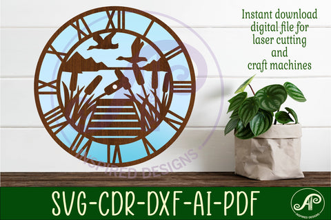 Lake wall clock laser cut files, SVG SVG APInspireddesigns 