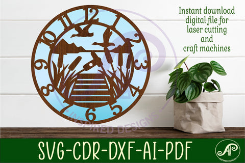 Lake wall clock laser cut files, SVG SVG APInspireddesigns 