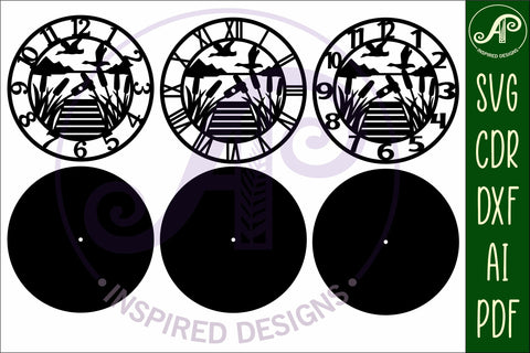 Lake wall clock laser cut files, SVG SVG APInspireddesigns 