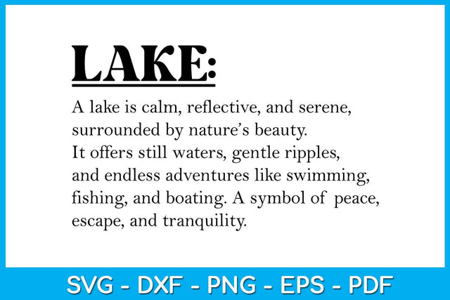 Lake Words SVG PNG PDF Cut File SVG Creativedesigntee 