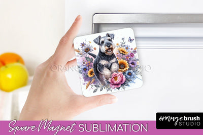 Lakeland Terrier Magnet Sublimation - Dog Mom Floral Magnet PNG Design Sublimation OrangeBrushStudio 