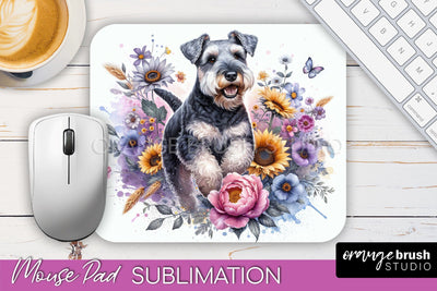Lakeland Terrier Mouse Pad Design - Dog Mom Floral Mousepad Sublimation Sublimation OrangeBrushStudio 