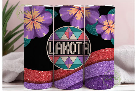 Lakota Floral Glitter 20oz Tumbler Wrap Sublimation PixelChick 
