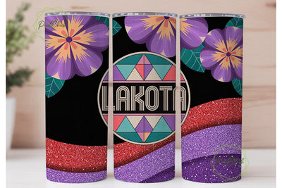 Lakota Floral Glitter 20oz Tumbler Wrap Sublimation PixelChick 