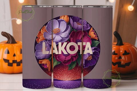 Lakota Floral Glitter 20oz Tumbler Wrap Sublimation PixelChick 