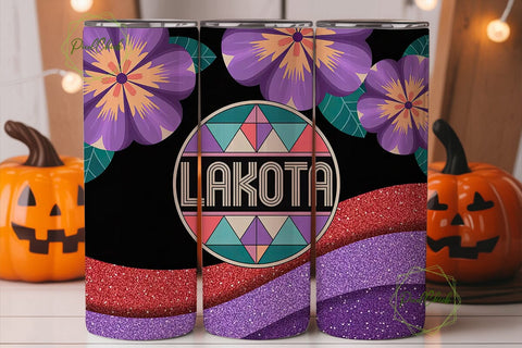 Lakota Floral Glitter 20oz Tumbler Wrap Sublimation PixelChick 