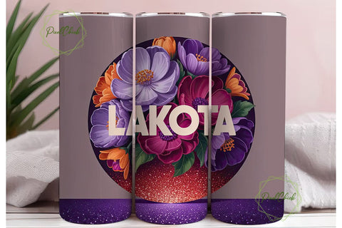 Lakota Floral Glitter 20oz Tumbler Wrap Sublimation PixelChick 